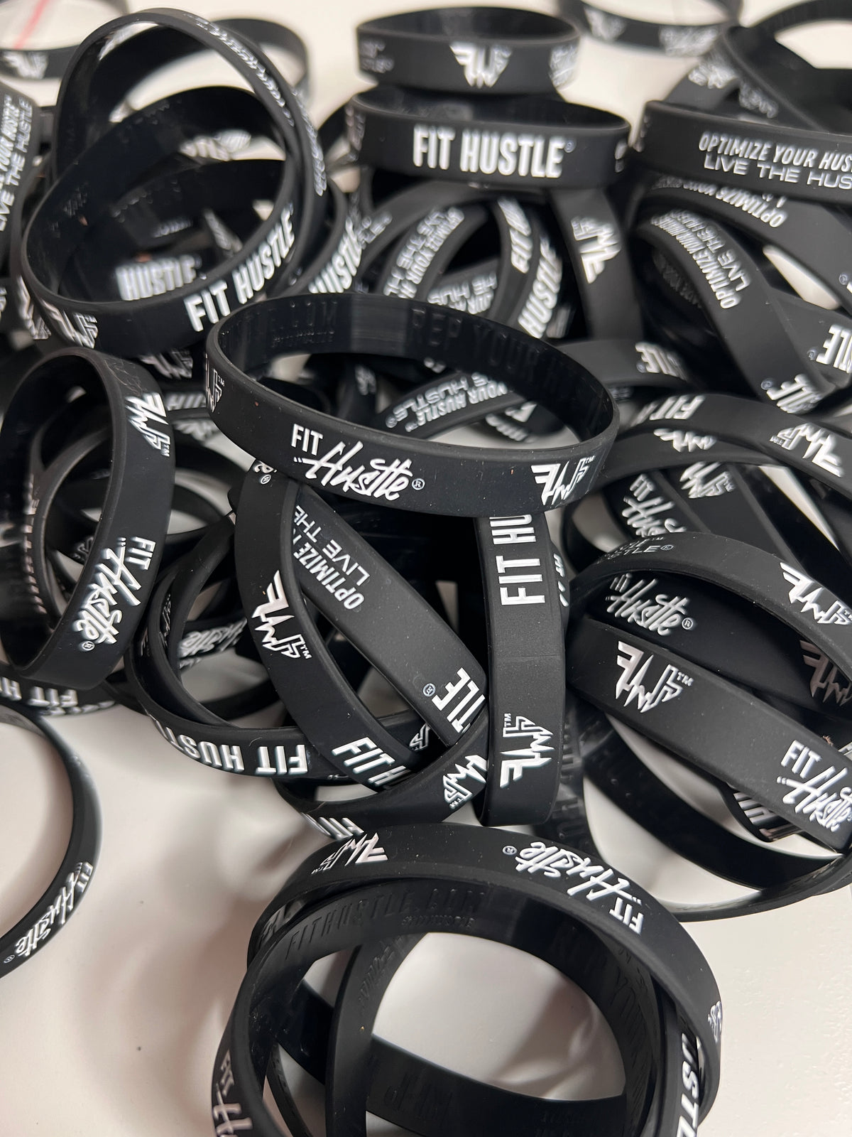 Fit Hustle® Motivation Wristband – Black Silicone Motivational Band