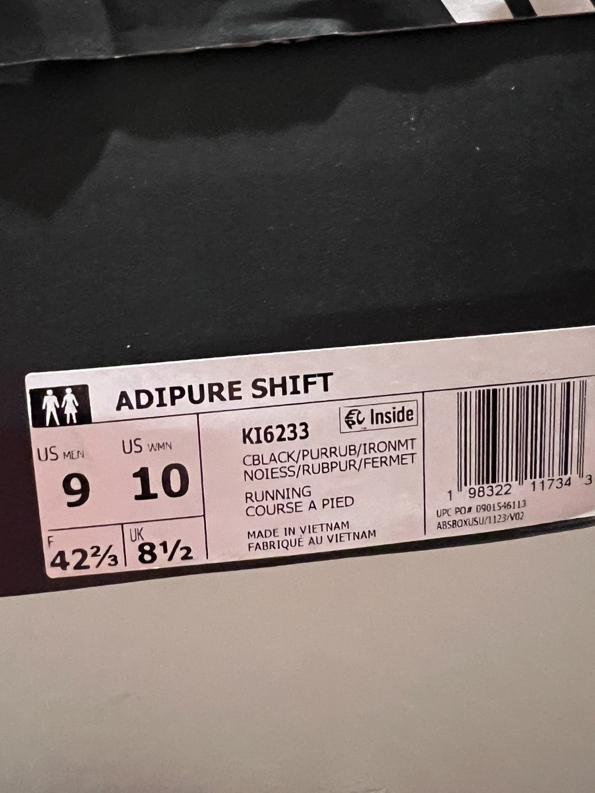 adidas Adipure Shift KI6233 Black Red Running Shoes Men's 9 Women's 10 NEW