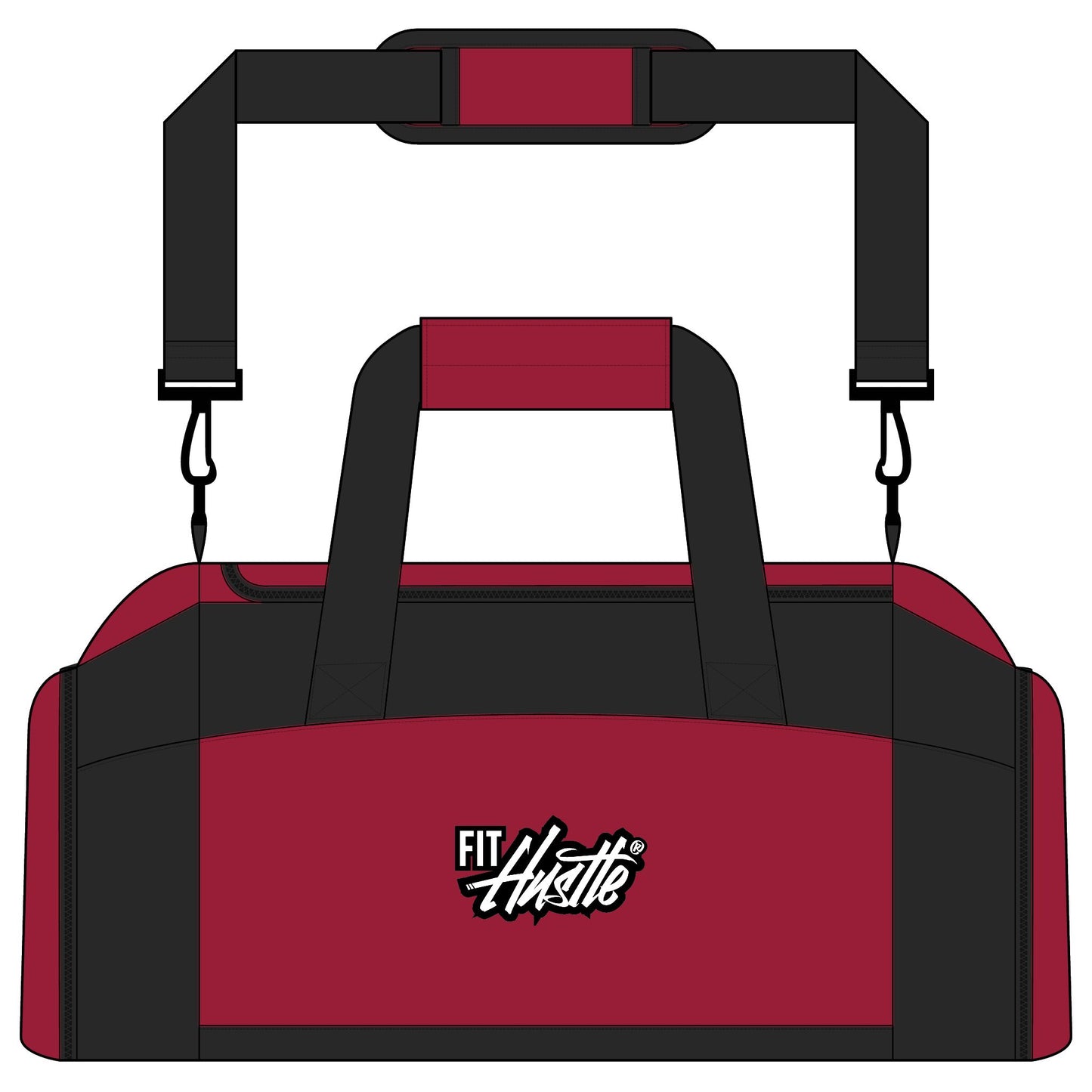 FIT HUSTLE® performance duffel bag in red for gym and travel use