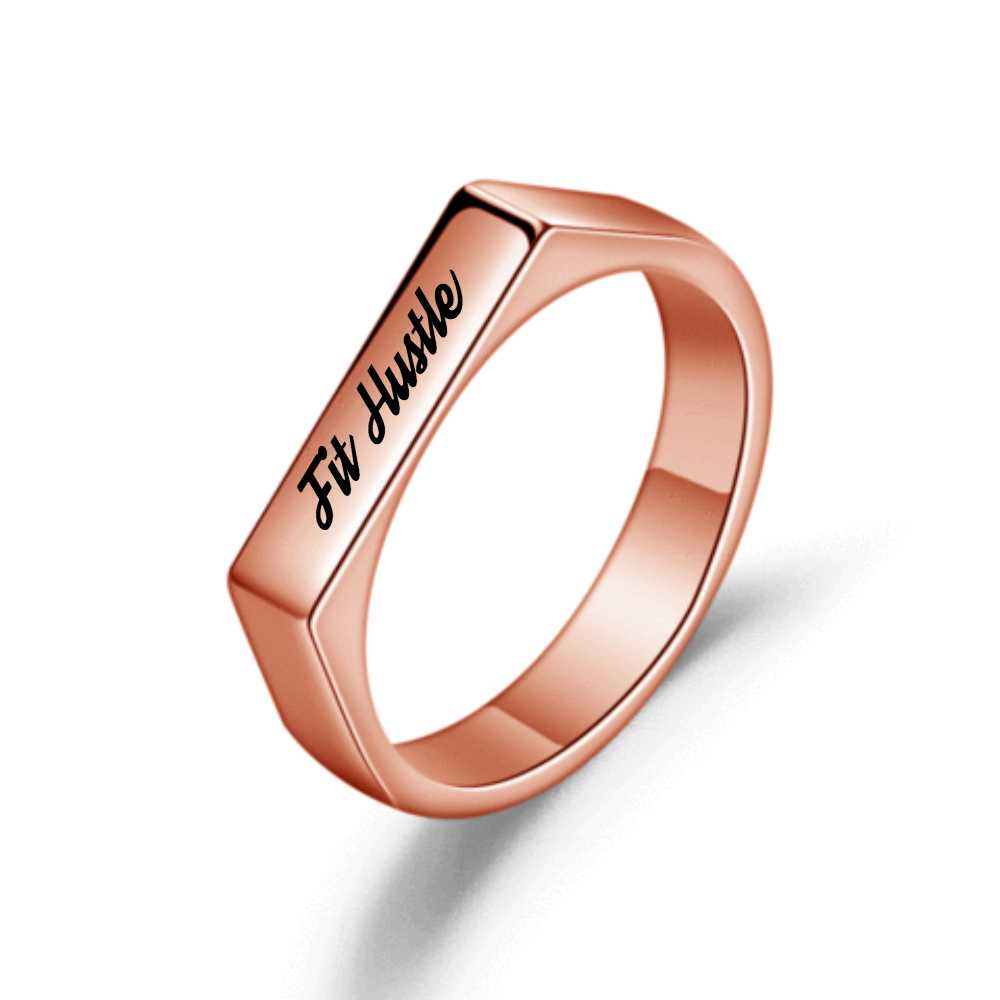Engraved Stainless Steel Fit Hustle Ring