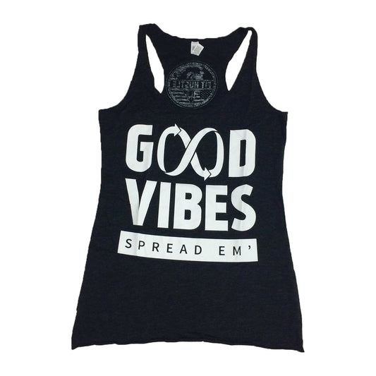 “GOOD VIBES - SPREAD EM” Women's Charcoal Racerback