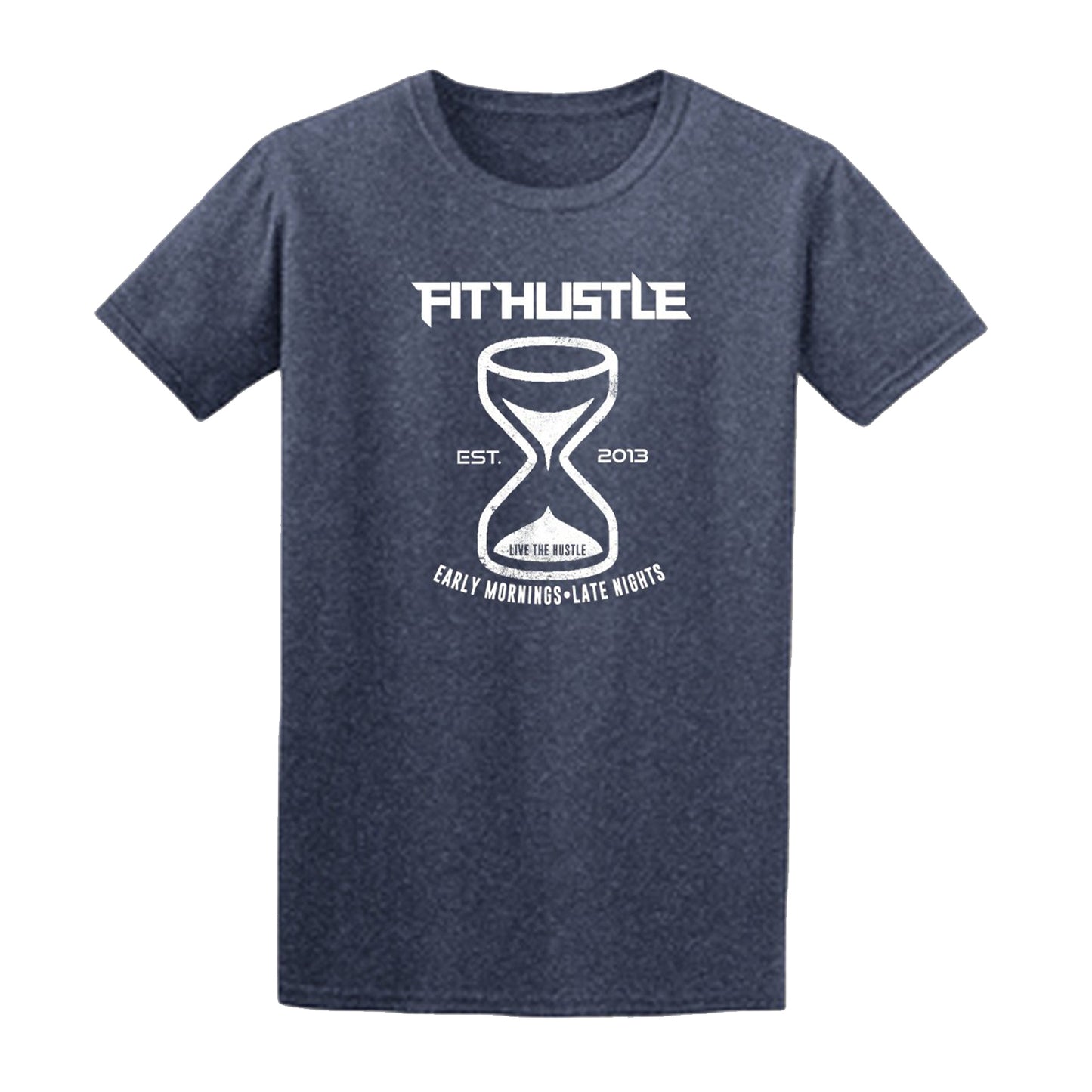 'Hustle Harder' - Heather Navy Tee