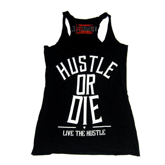Womens Racerback Tank Top - Hustle Or Die Charcoal