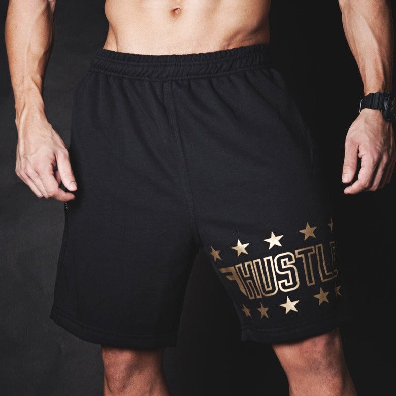 Lightweight Black and Gold Sweat Shorts