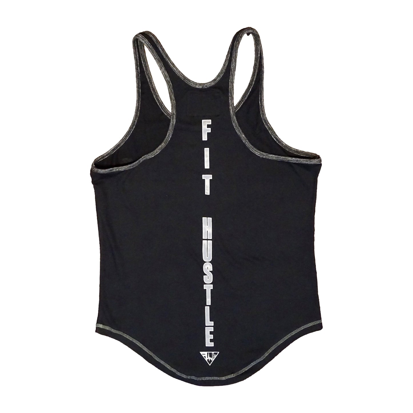 "No Excuses / Just Hustle" Men's Stringer - Blk/Heather Charcoal Trim