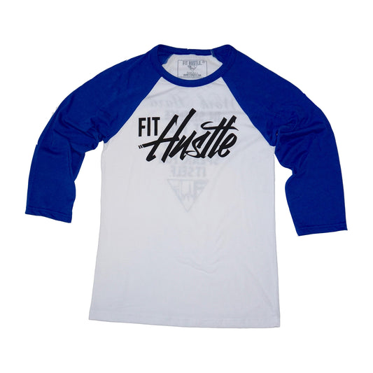 Work Hard In Silence Raglan - White/True Blue