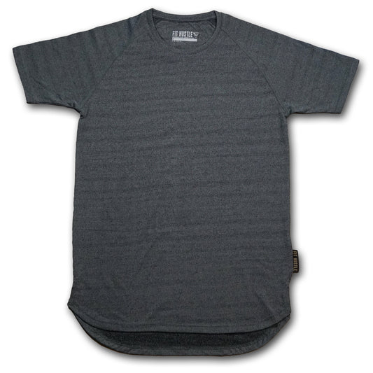 Premium Hustler Scallop Tee - Heather Charcoal