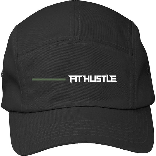 'Flat Line' - Black/Light Olive 5-Panel Hat Fabric: 100% Cotton twill