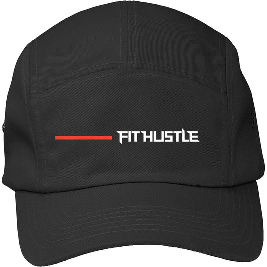 'Flat Line' - Black/Red 5-Panel Hat Fabric: 100% Cotton twill