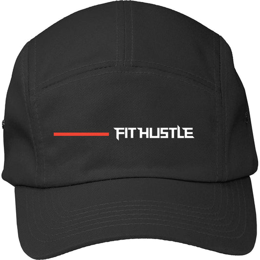 'Flat Line' - Black/Red 5-Panel Hat Fabric: 100% Cotton twill