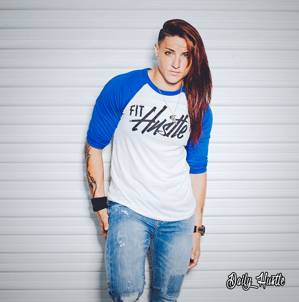 (White/True Blue) 3/4 Sleeve - "Work Hard In Silence" Front