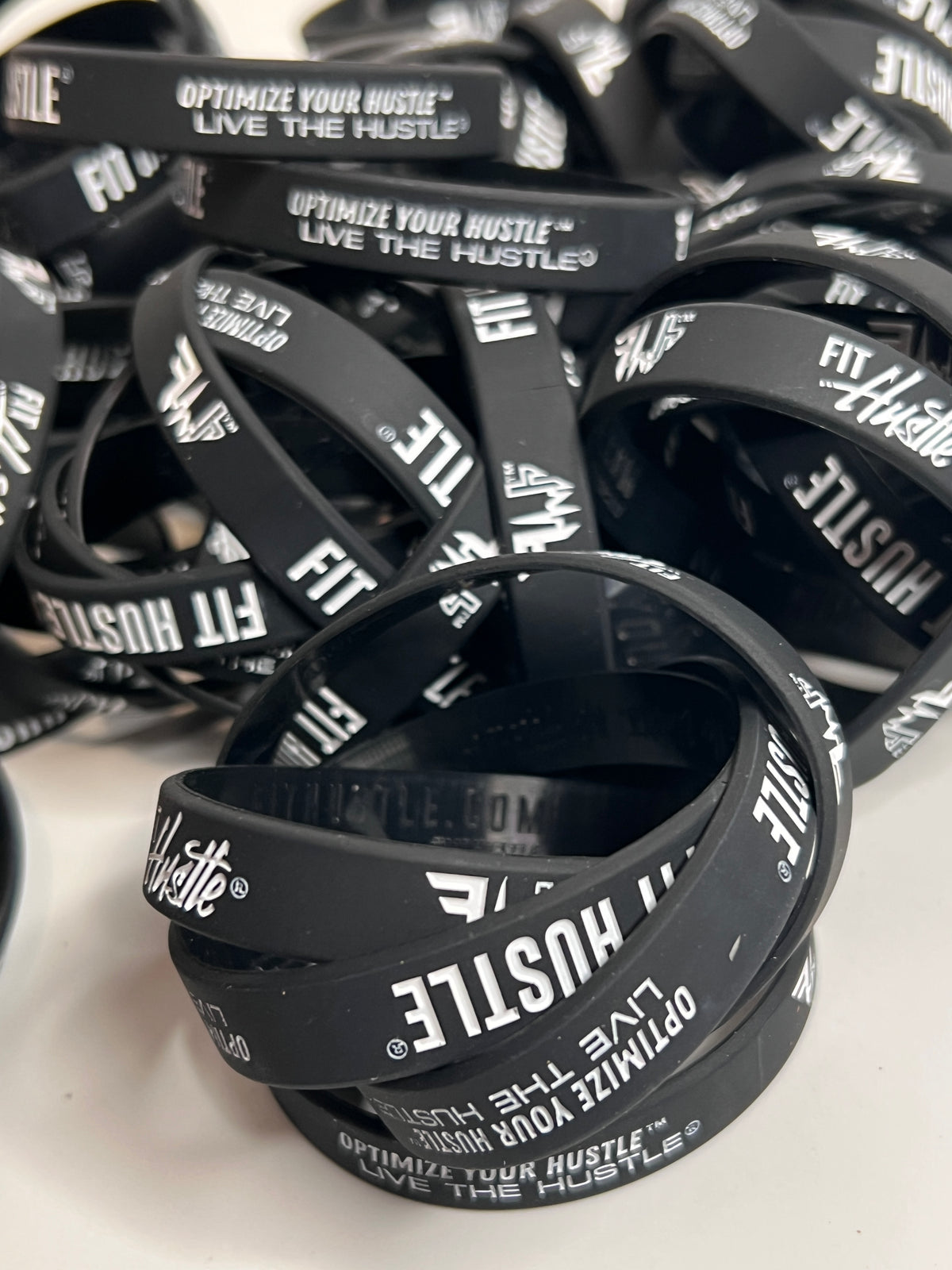 Fit Hustle® Motivation Wristband – Black Silicone Motivational Band