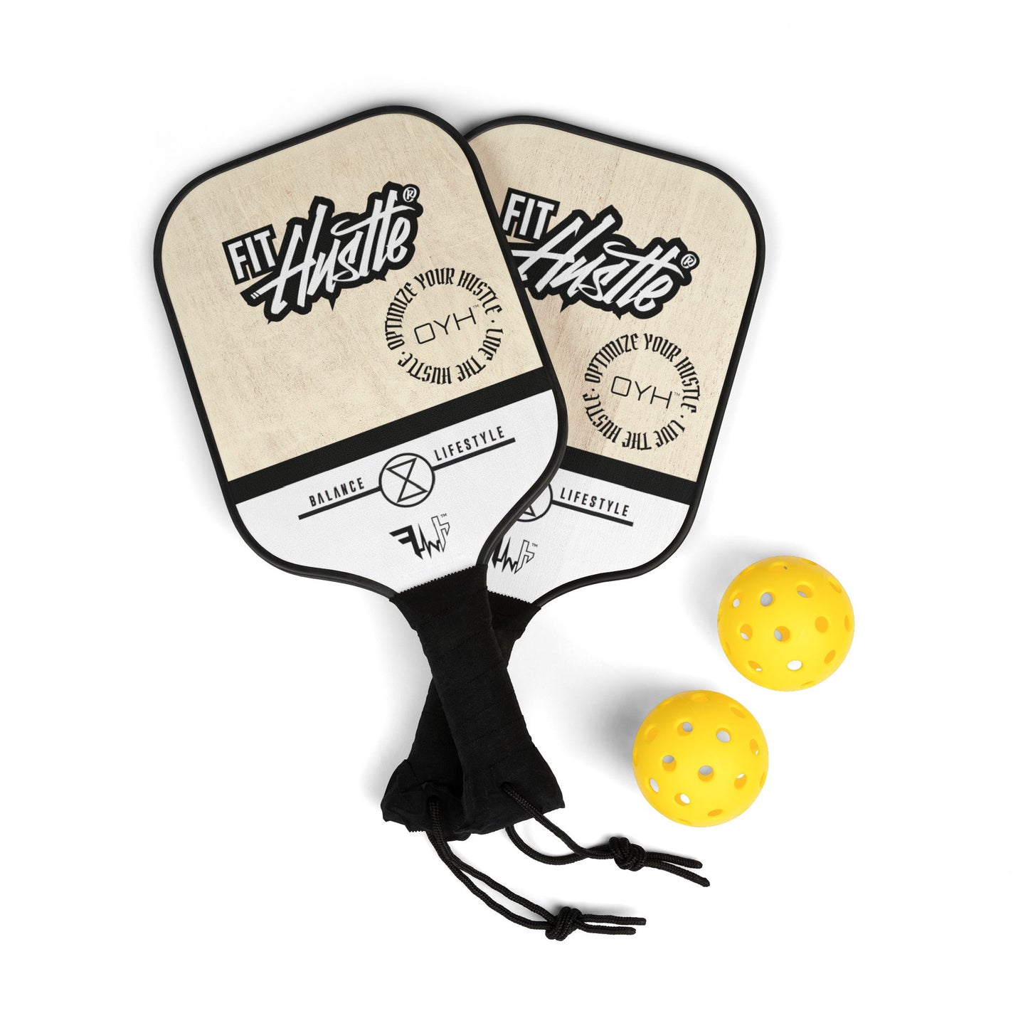 FIT HUSTLE® OYH™ Wooden Pickleball Paddle Set