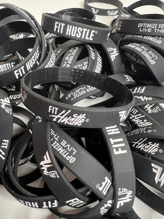 Fit Hustle® Motivation Wristband – Black Silicone Motivational Band