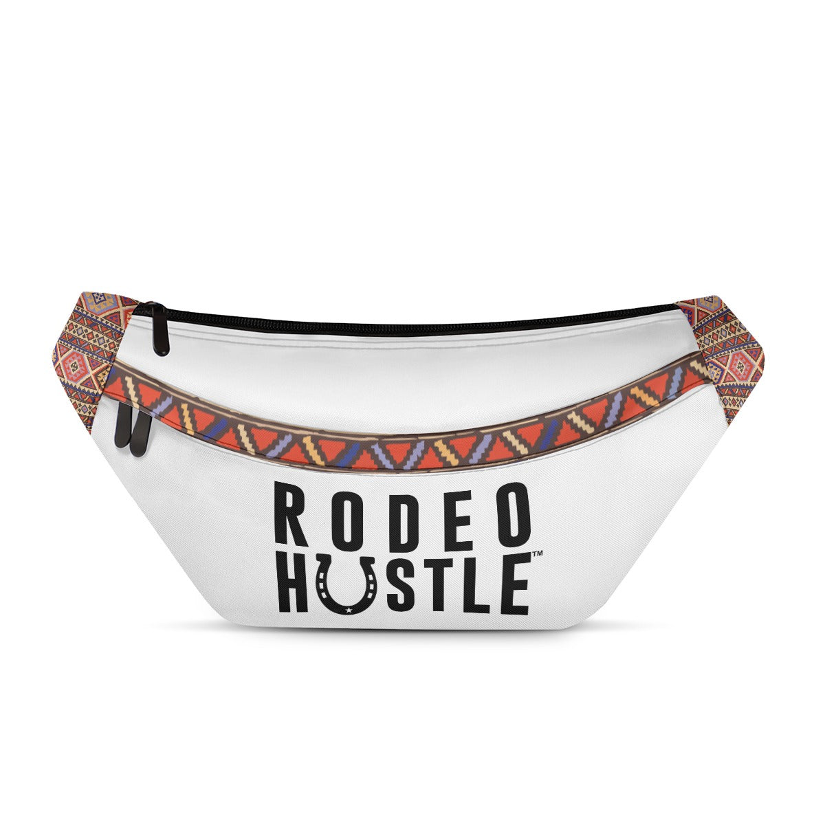 Front view of the Rodeo Hustle™ Riding Bag featuring a horseshoe design.