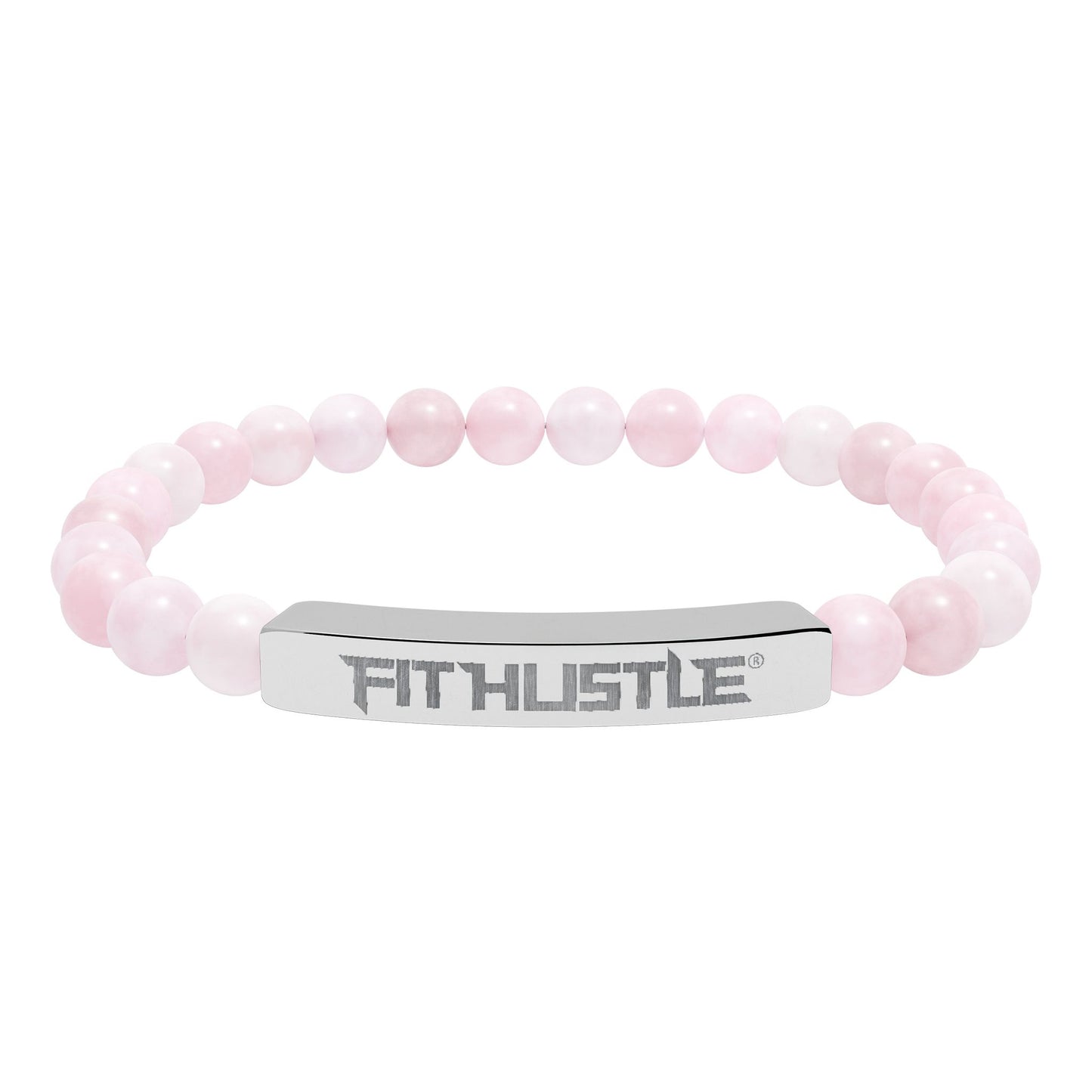 Engraved 'FIT HUSTLE' Natural Stone Stretch Bar Bracelet