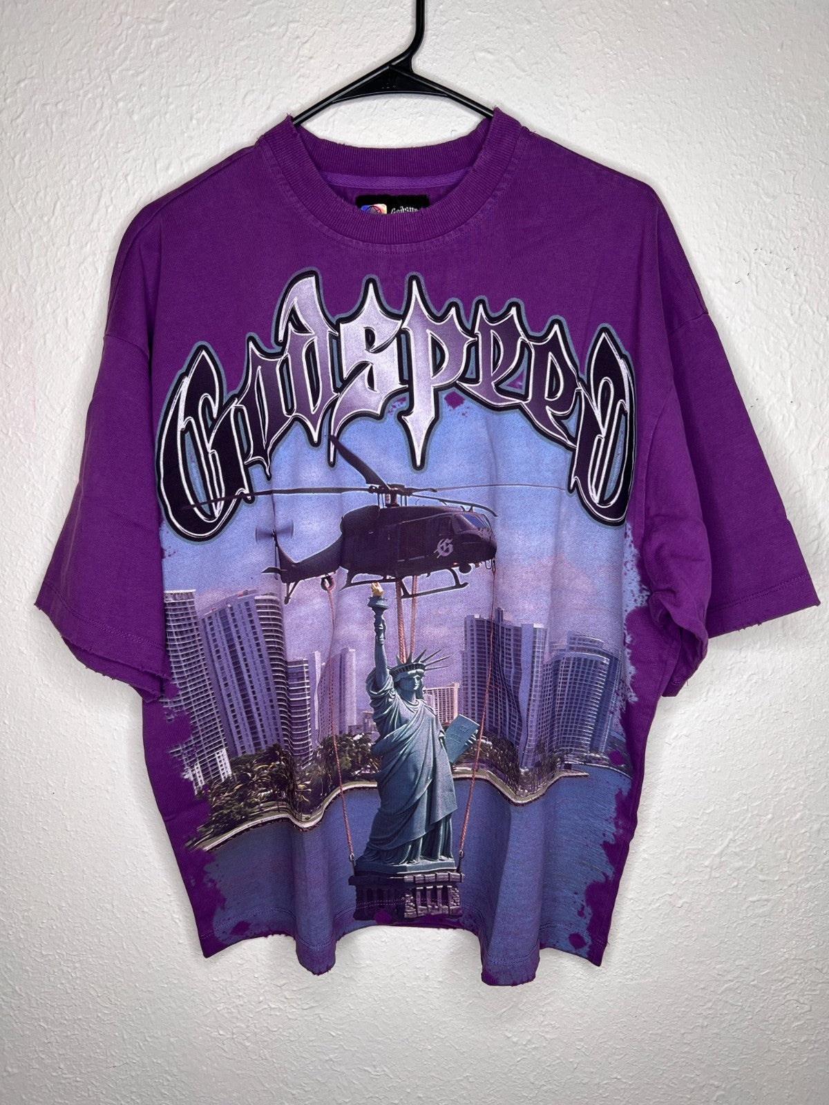Godspeed Rarity Collection 32/444 Statue Liberty Tee Purple Size S New