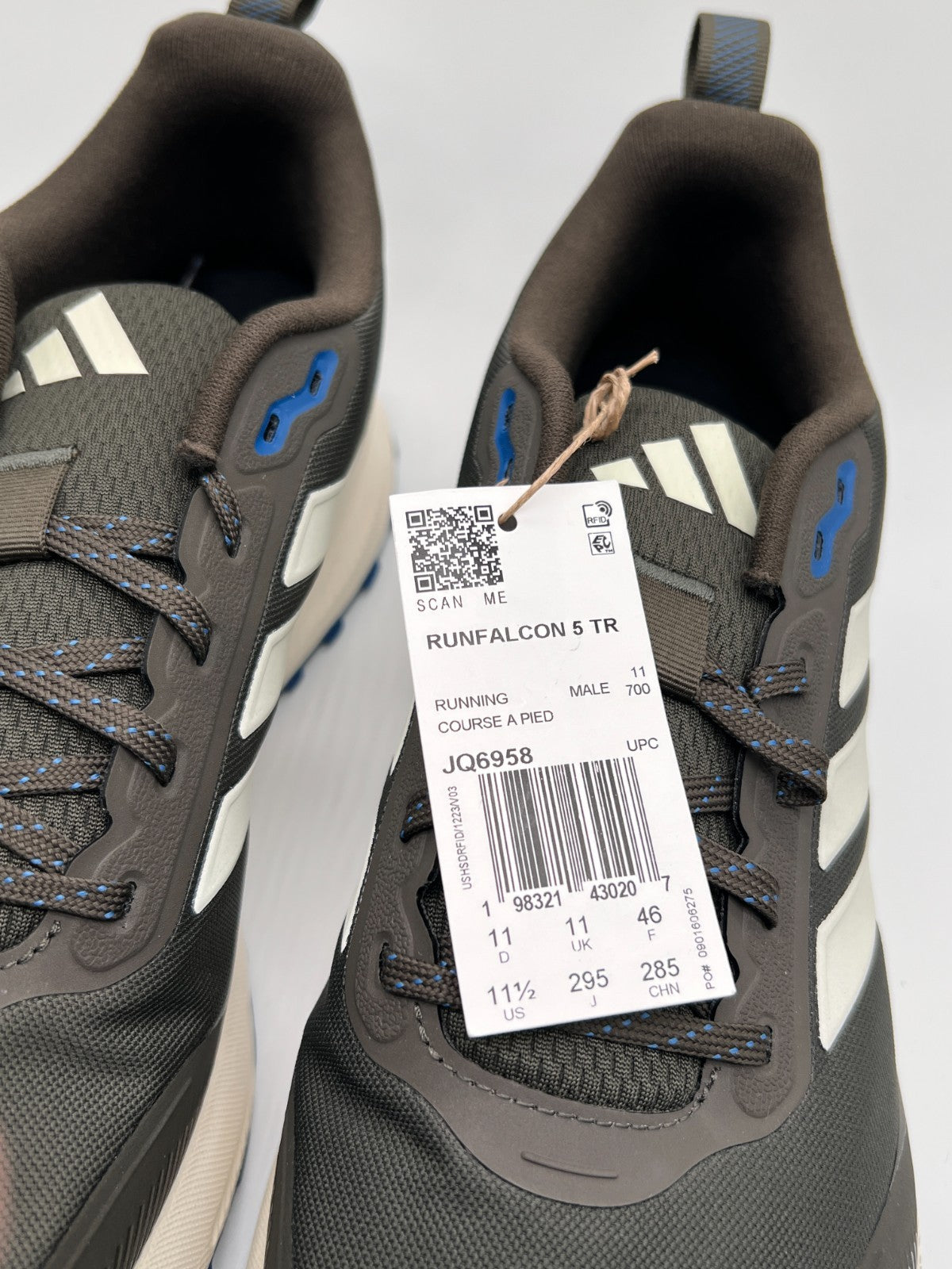 Adidas Runfalcon 5 TR Men’s 11.5 Gray Blue Trail Running Shoes JQ6958 NWT