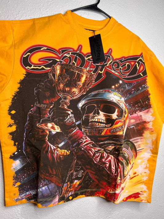 Godspeed Podium Dreams Tee Yellow Size S New w/ Tags Rare Limited #121/444
