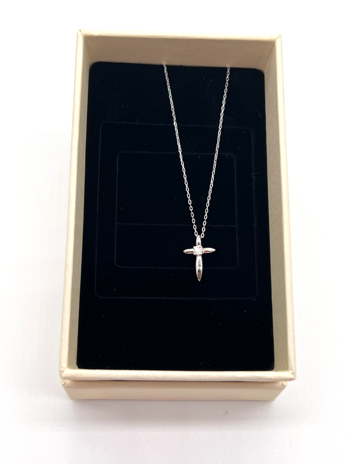 925 Sterling Silver Moissanite Cross Pendant Necklace 0.75 CTW 16-18" NEW #267