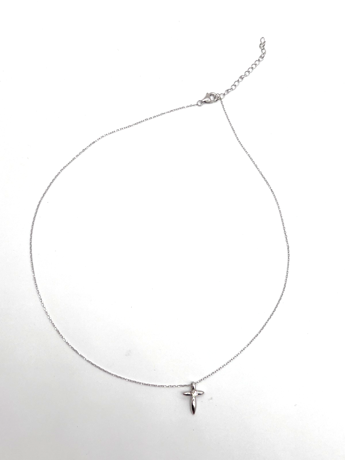 925 Sterling Silver Moissanite Cross Pendant Necklace 0.75 CTW 16-18" NEW #267