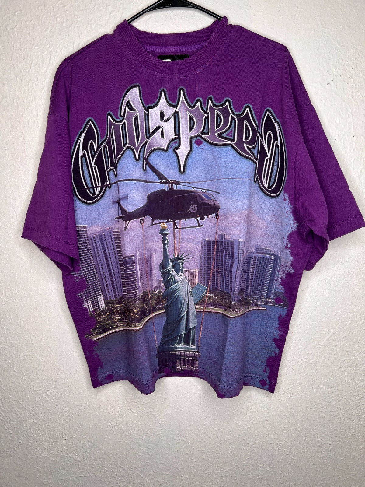 Godspeed Rarity Collection 32/444 Statue Liberty Tee Purple Size S New
