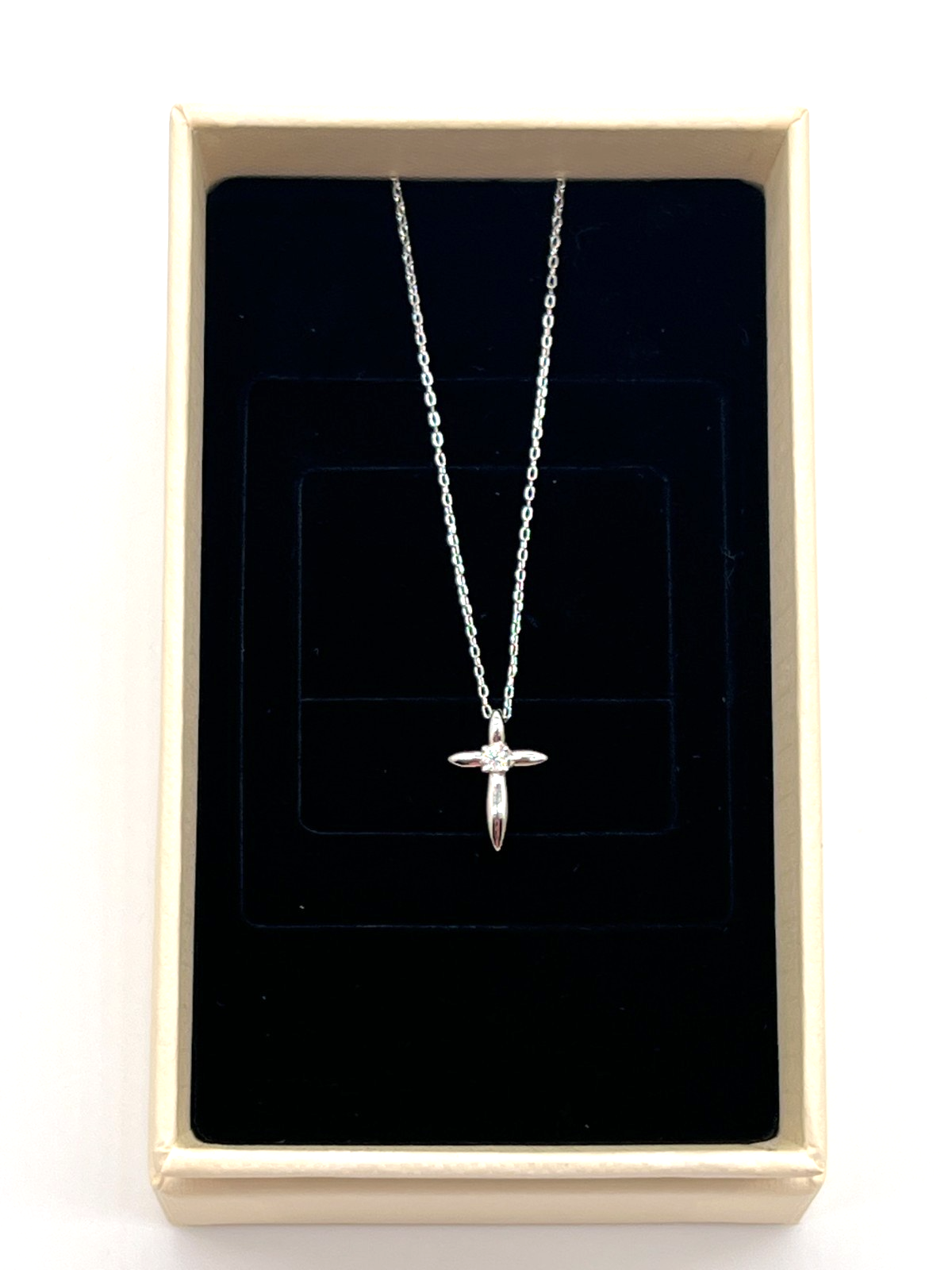 925 Sterling Silver Moissanite Cross Pendant Necklace 0.75 CTW 16-18" NEW #267