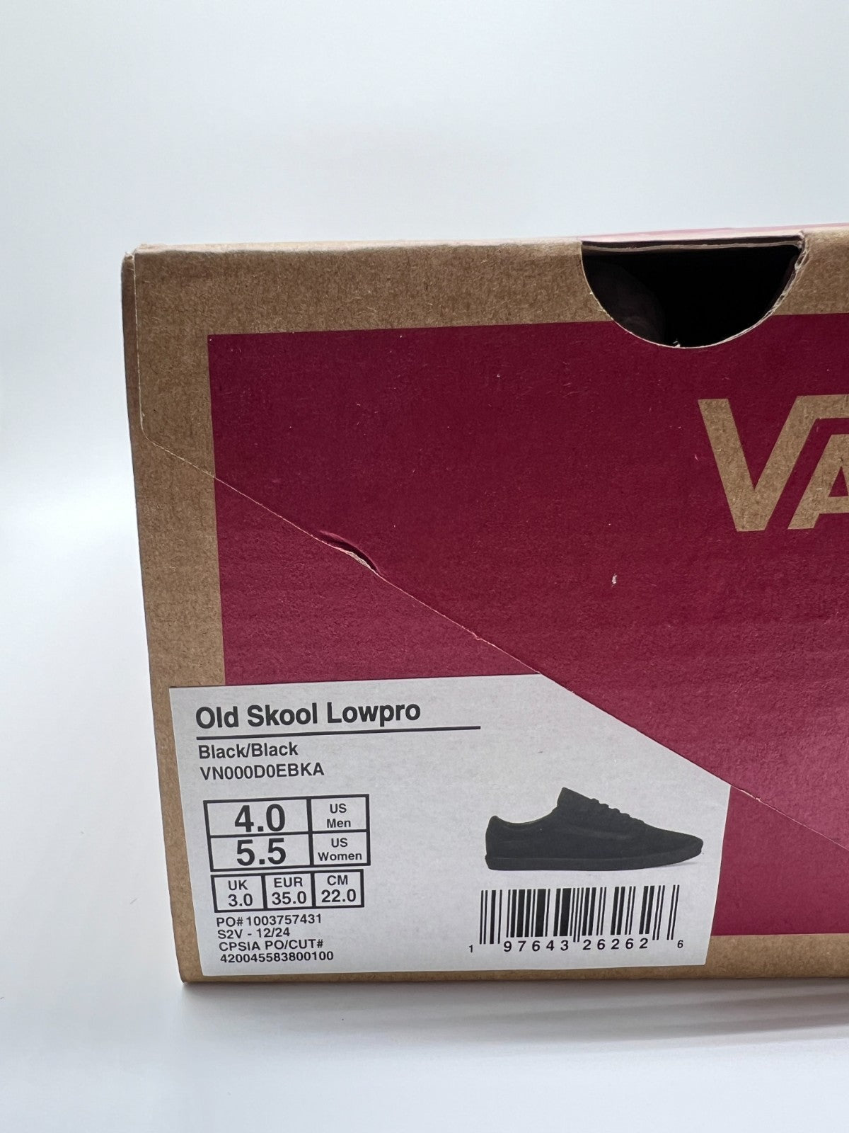 Vans Old Skool Lowpro Black Black VN000D0EBKA Men's 4 Women's 5.5 New