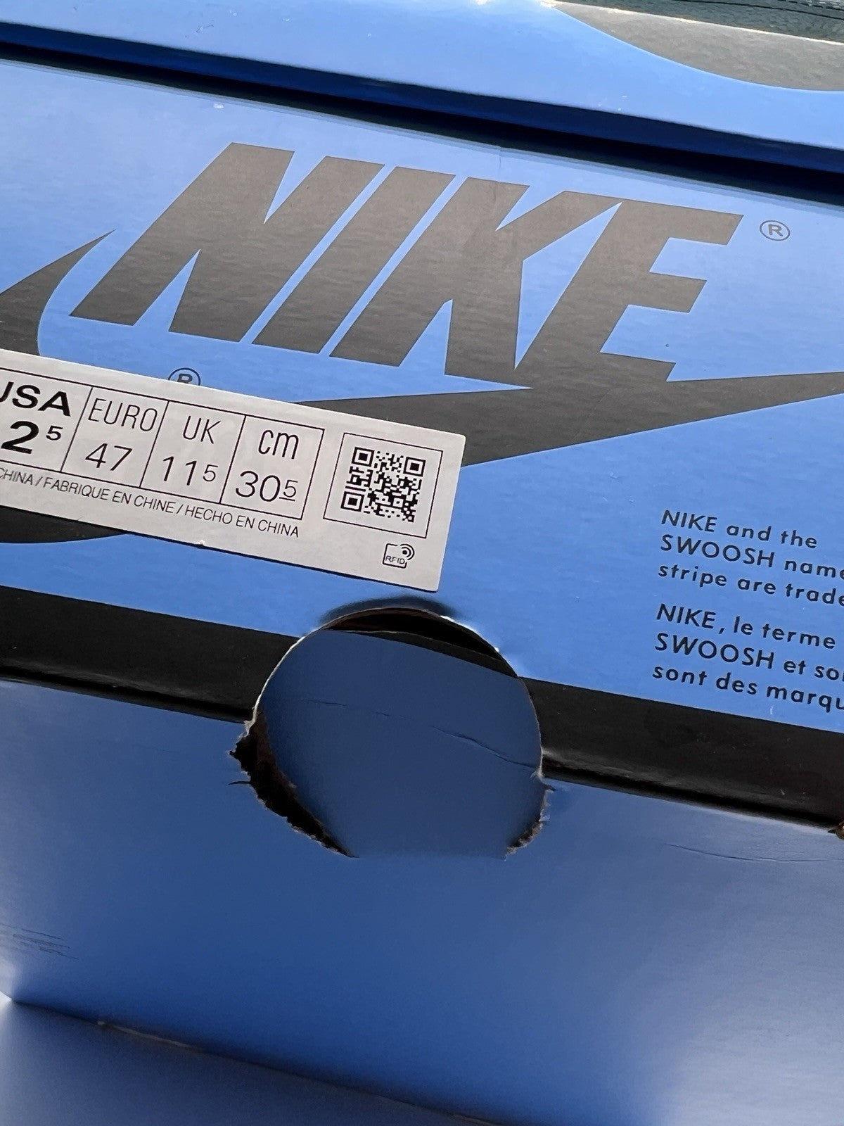 Nike Air Jordan 1 Retro High OG DZ5485-400 University Blue Mens 12.5 Used W/ Box