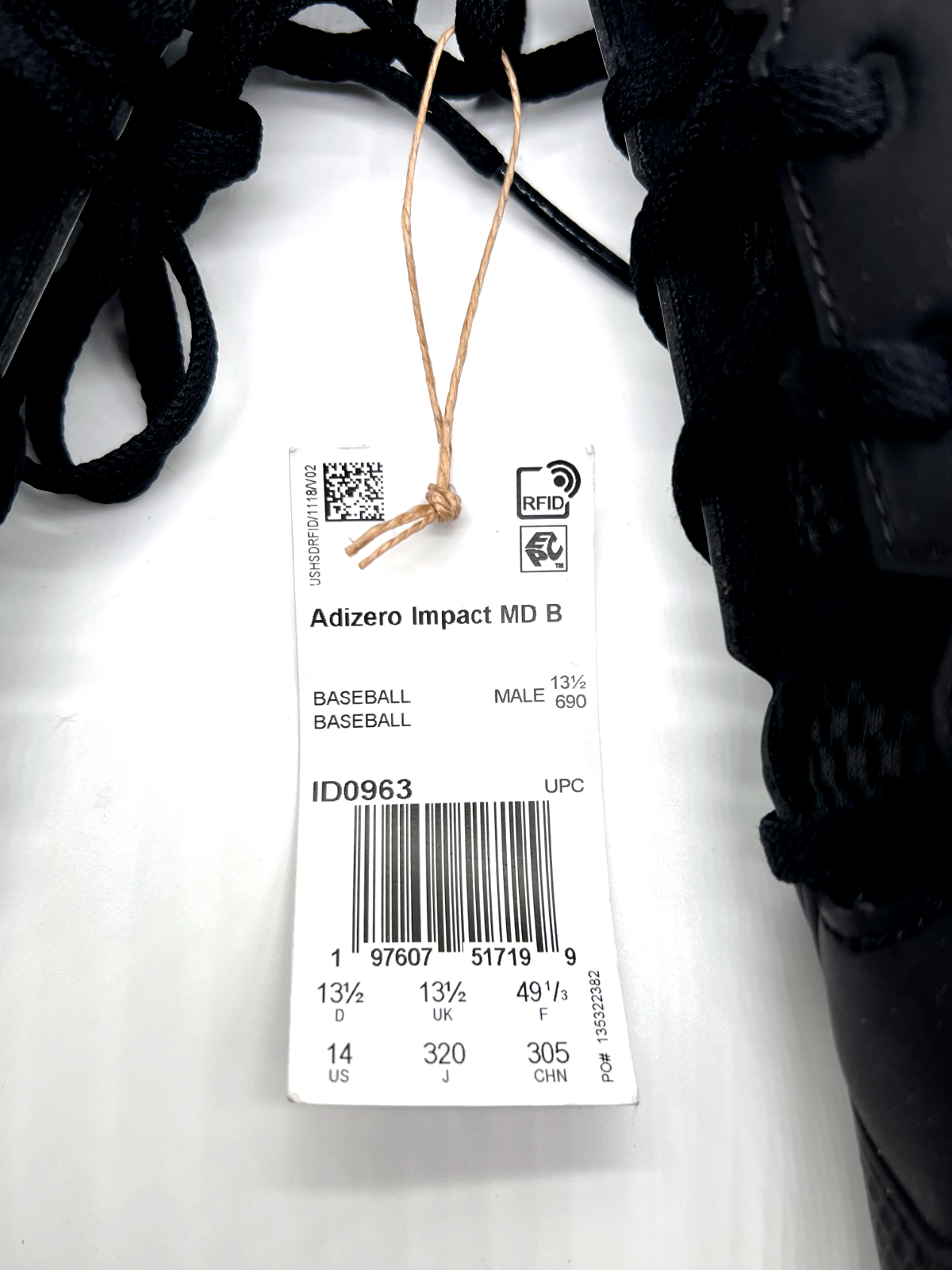 adidas Adizero Impact MD Baseball Cleats Black White Men's 14 ID0963 NWT
