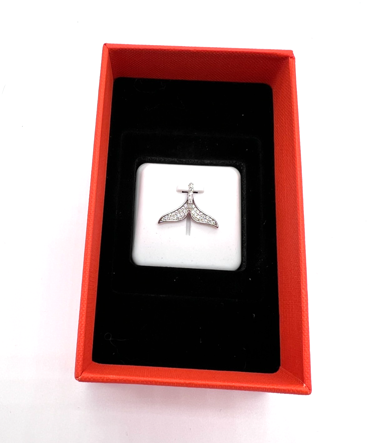 925 Sterling Silver Moissanite Whale Tail Pendant 1.00 CTW New
