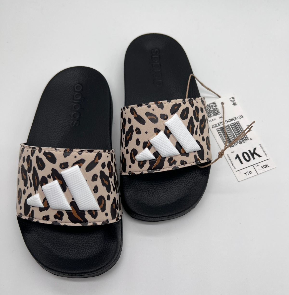 adidas Adilette Shower Logo Leopard Slides Kids 10K NEW With Box