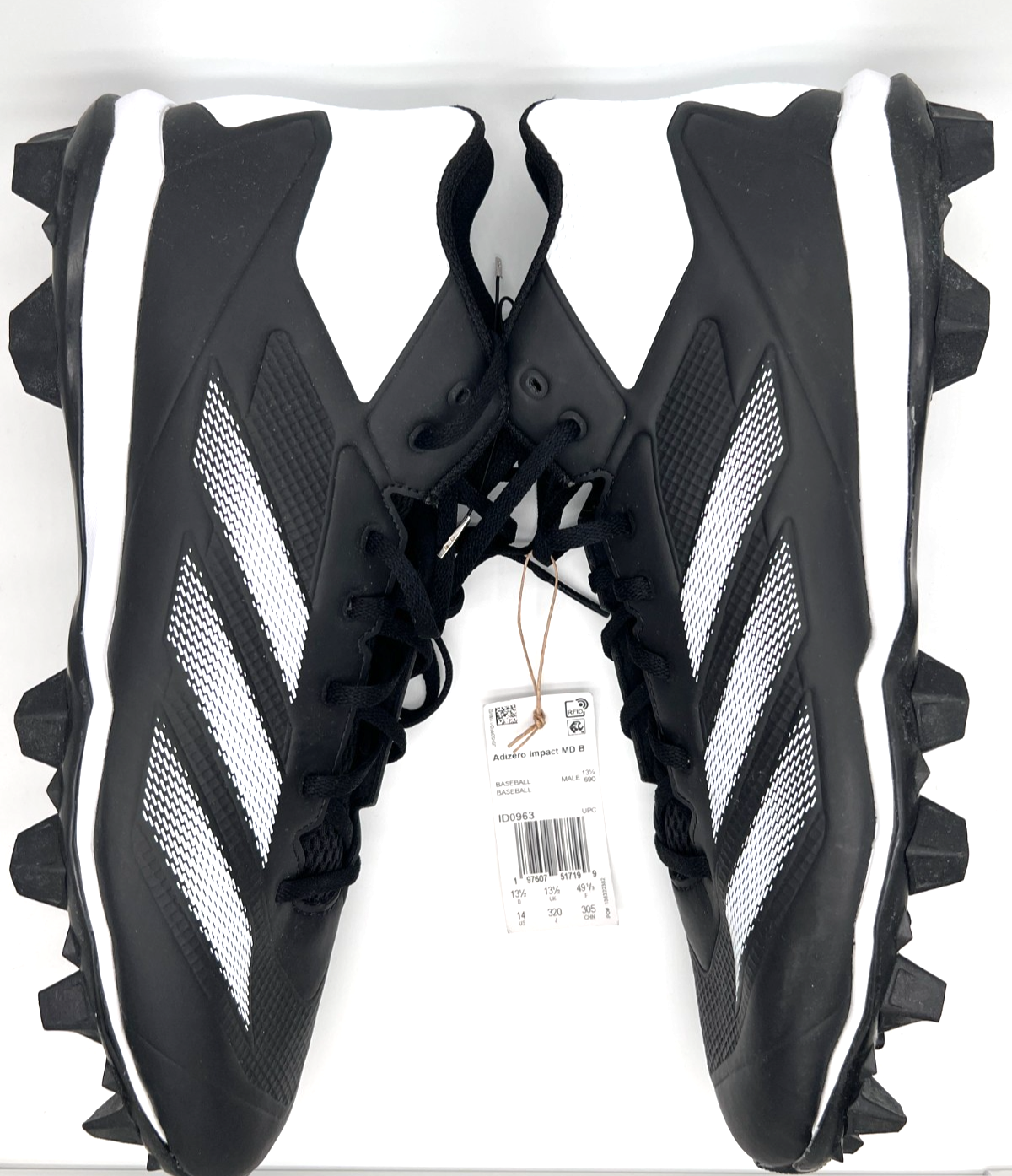 adidas Adizero Impact MD Baseball Cleats Black White Men's 14 ID0963 NWT