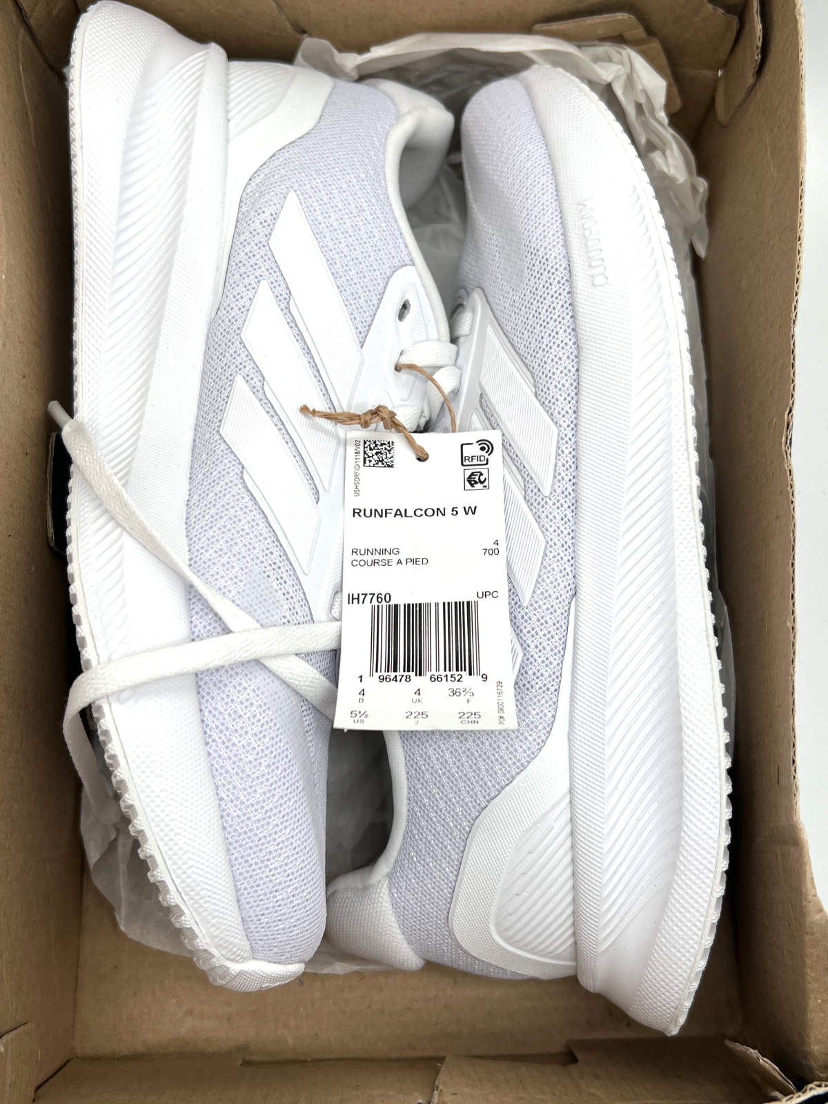 adidas Runfalcon 5 W Triple White IH7760 Womens 5.5 Running Shoes NEW Box