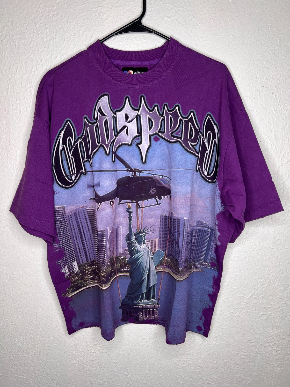 Godspeed Rarity Collection 32/444 Statue Liberty Tee Purple Size S New