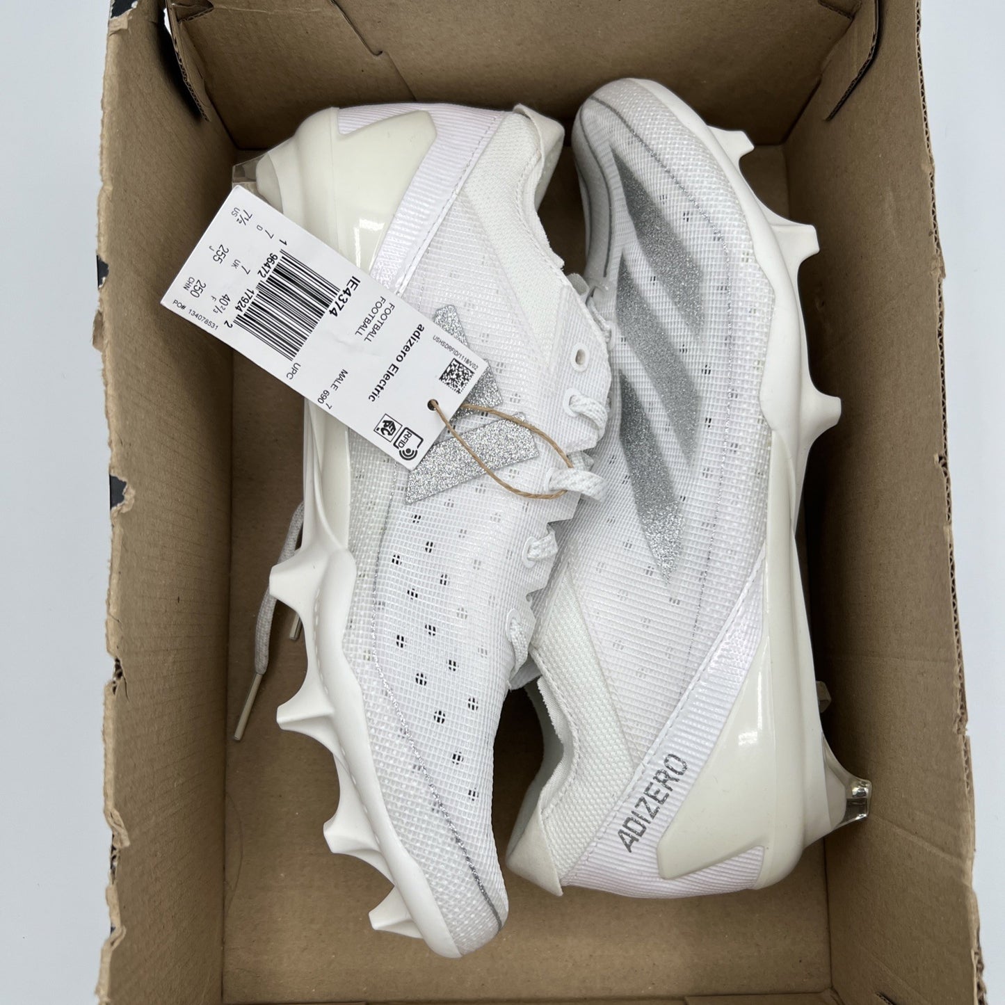 adidas Adizero Electric Football Cleats White Silver IE4374 Men’s 7.5 New
