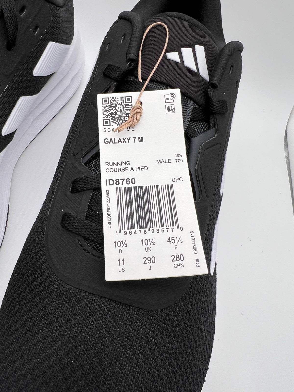 adidas Galaxy 7 ID8760 Black White Running Shoes Men's Size 11 New w/ Box