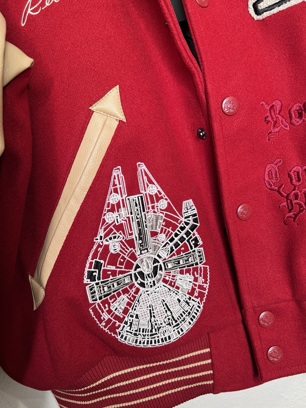 Civil Regime x Star Wars Rebellion Varsity Jacket Red Tan Medium NWT