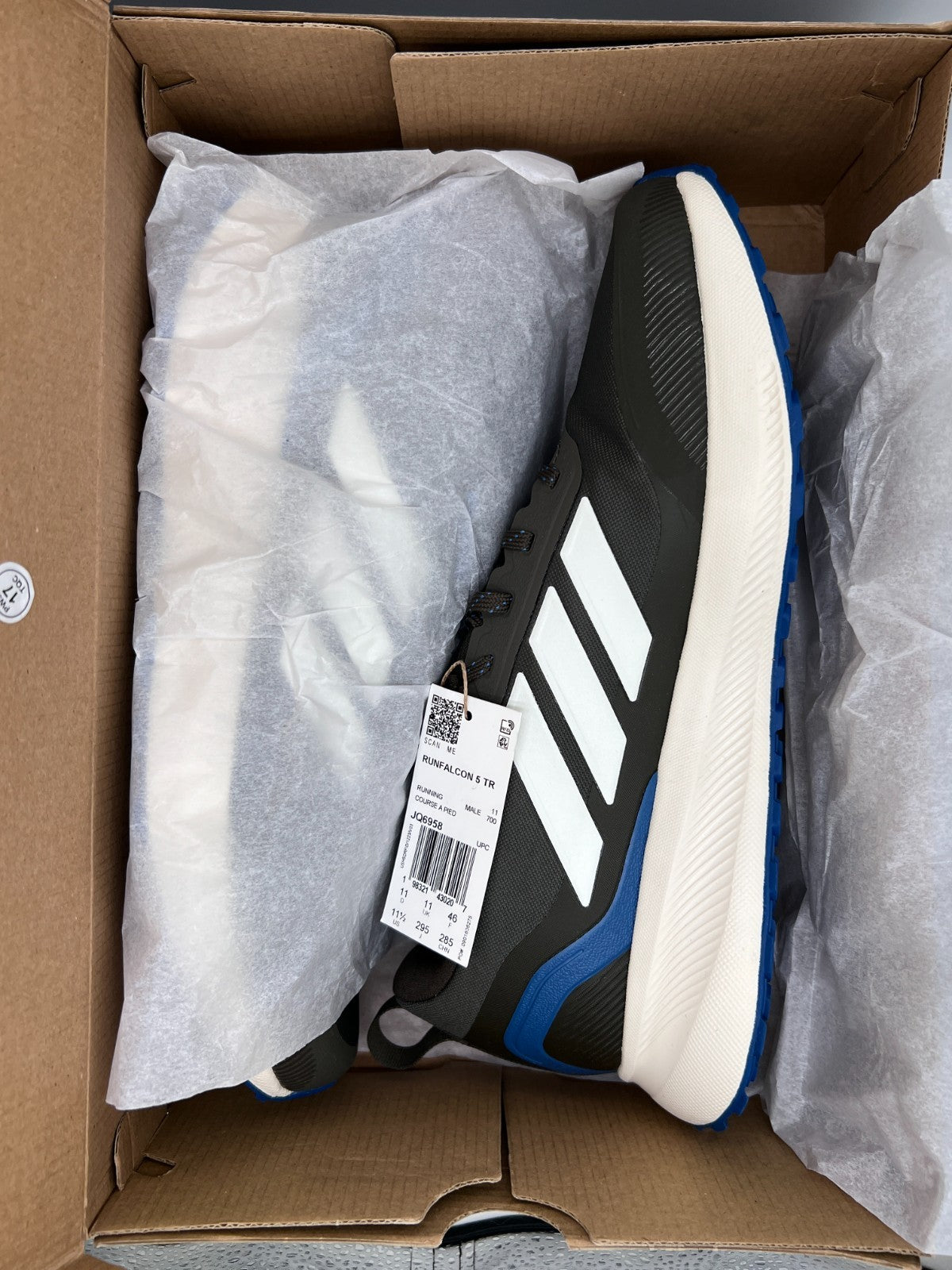 Adidas Runfalcon 5 TR Men’s 11.5 Gray Blue Trail Running Shoes JQ6958 NWT