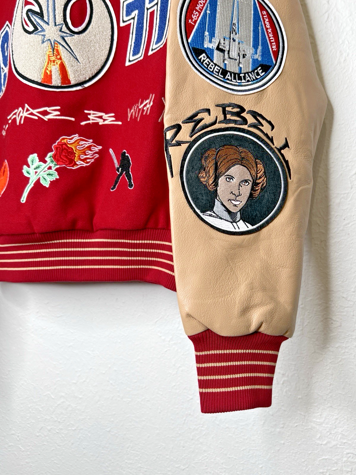 Civil Regime x Star Wars Rebellion Varsity Jacket Red Tan Medium NWT