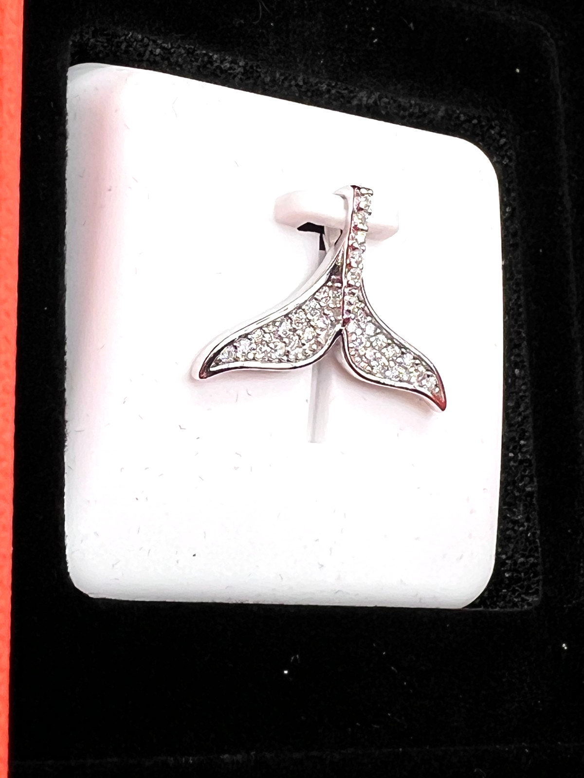925 Sterling Silver Moissanite Whale Tail Pendant 1.00 CTW New