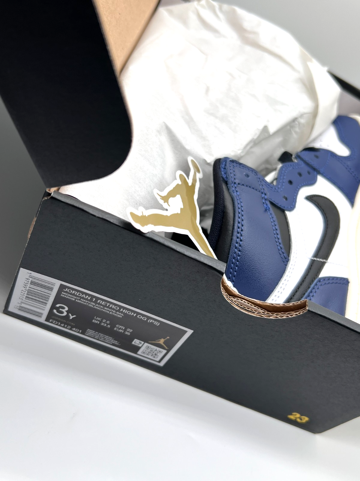 Jordan 1 Retro High OG 3Y Midnight Navy Black White FD1412-401 - New