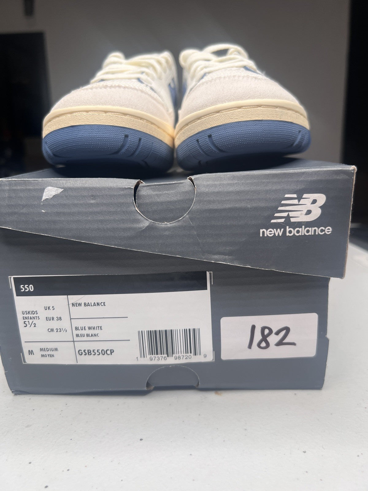 New Balance 550 GSB550CP Big Kids Size 5.5Y Blue White Sneakers NEW