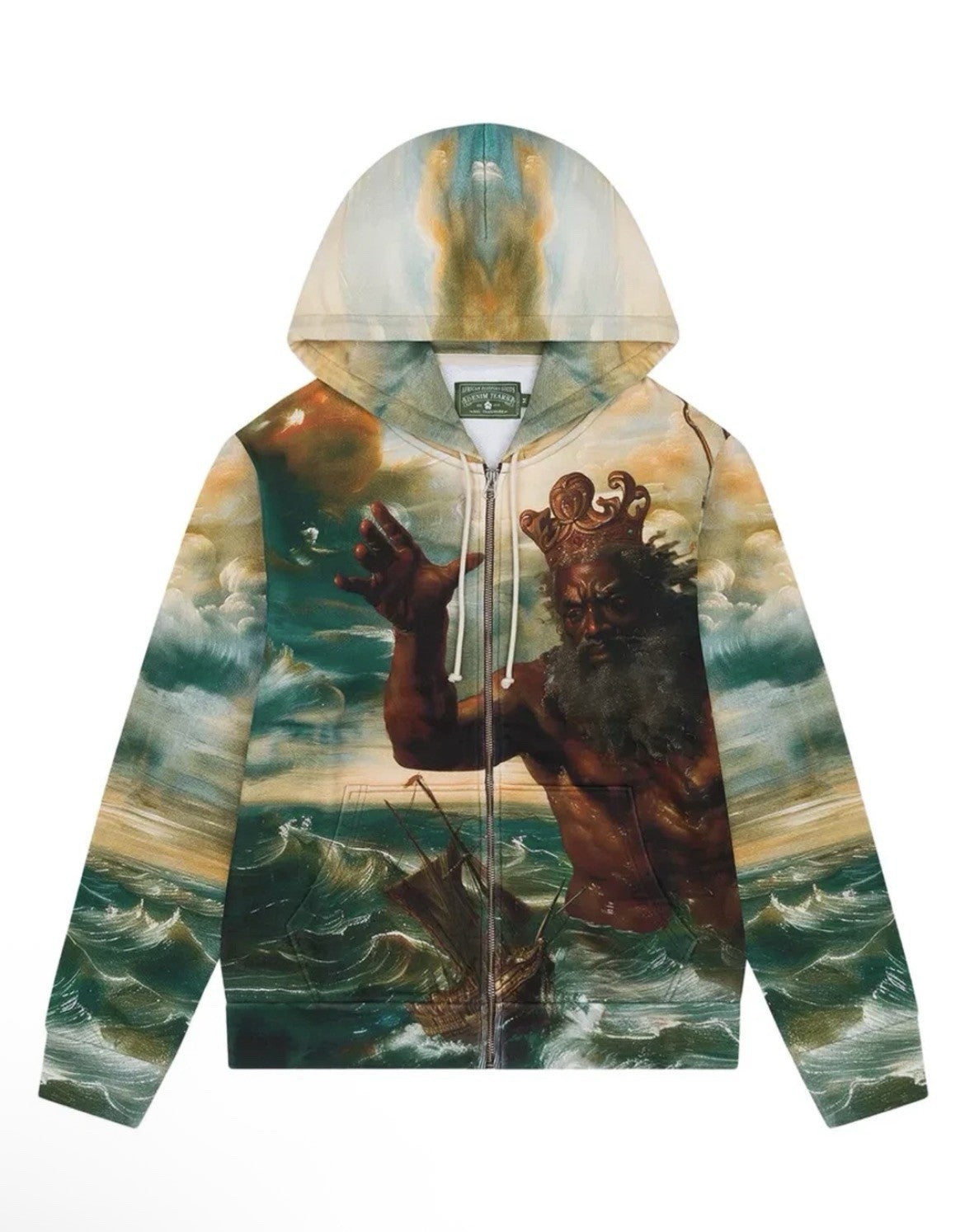 Denim Tears Poseidon’s Revenge Multicolor Zip-Up Hoodie Size XL NEW