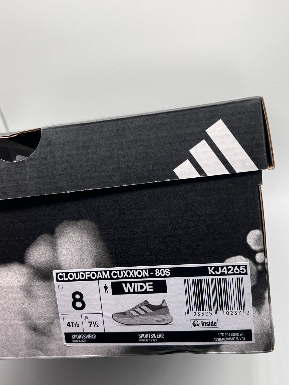 Adidas Cloudfoam Cuxxion-80S WIDE Shoes Grey Four/White KJ4265 - Men's Sz 8