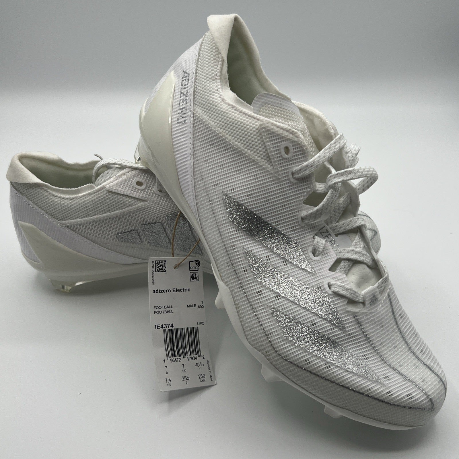 adidas Adizero Electric Football Cleats White Silver IE4374 Men’s 7.5 New