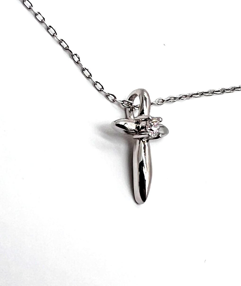 925 Sterling Silver Moissanite Cross Pendant Necklace 0.75 CTW 16-18" NEW #267