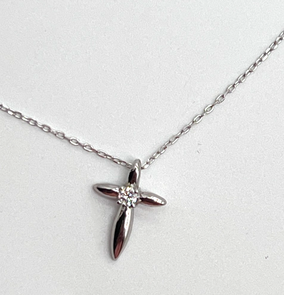925 Sterling Silver Moissanite Cross Pendant Necklace 0.75 CTW 16-18" NEW #267