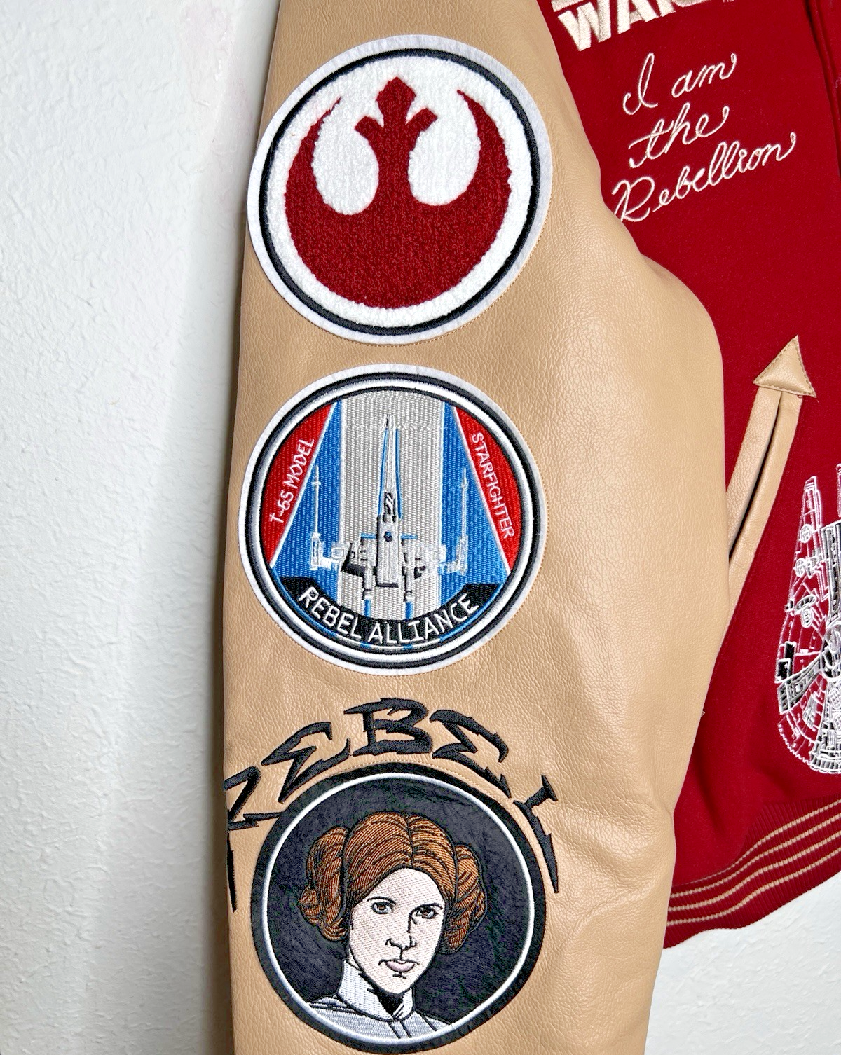 Civil Regime x Star Wars Rebellion Varsity Jacket Red Tan Medium NWT