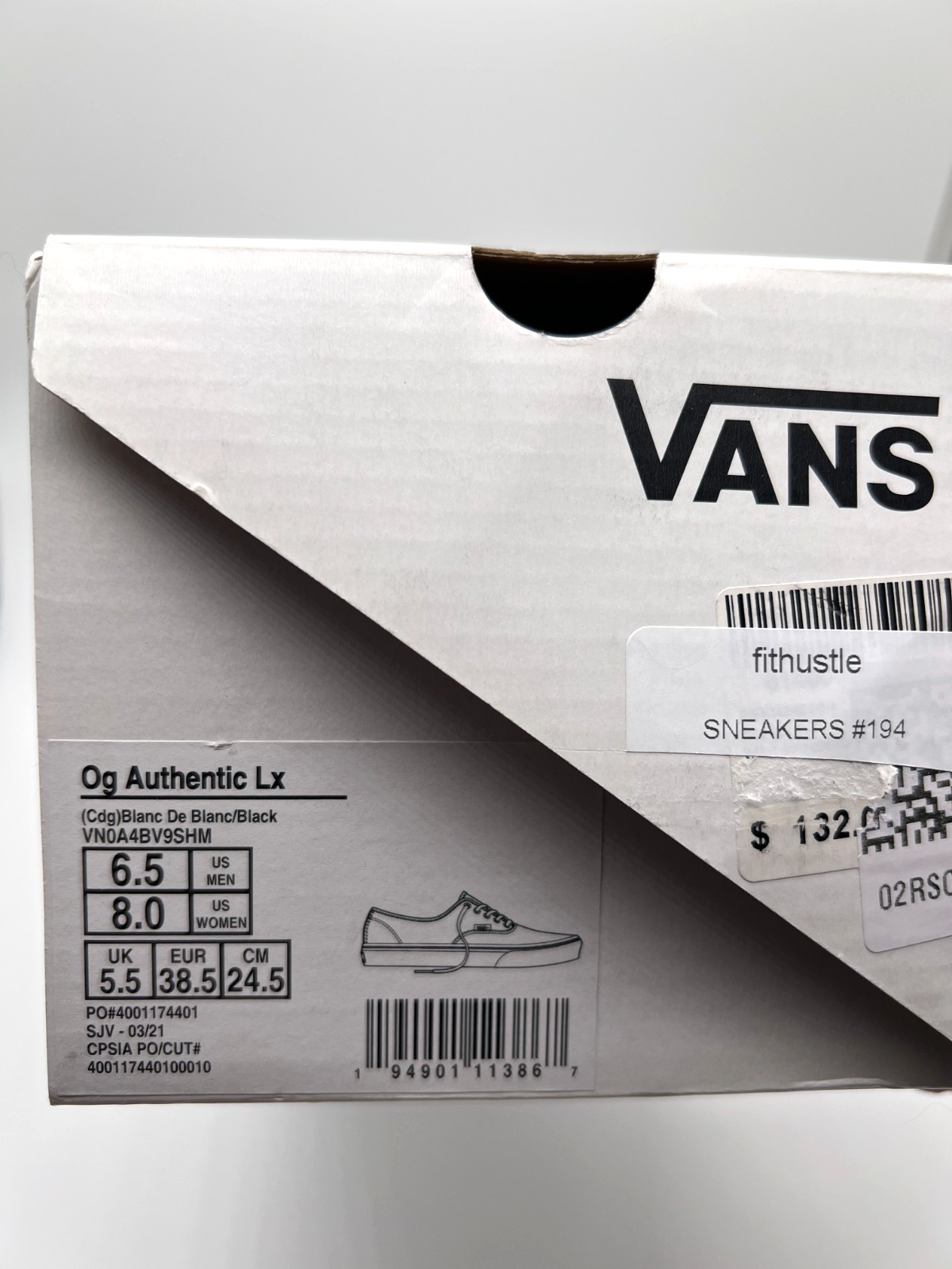 Vans OTW Authentic 44 CDG Comme des Garçons White Black Men 6.5/Women 8 NEW
